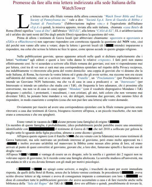 Premessa alla lettera alla WT a pagina intera -1